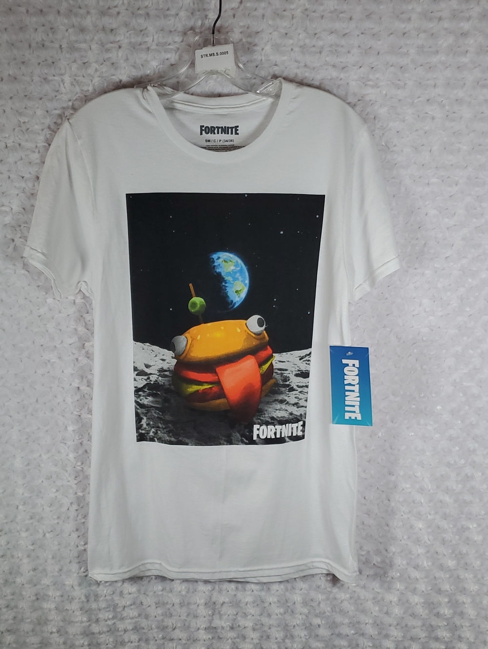 Fortnite White Cheeseburger Moon Graphic Tee Size S